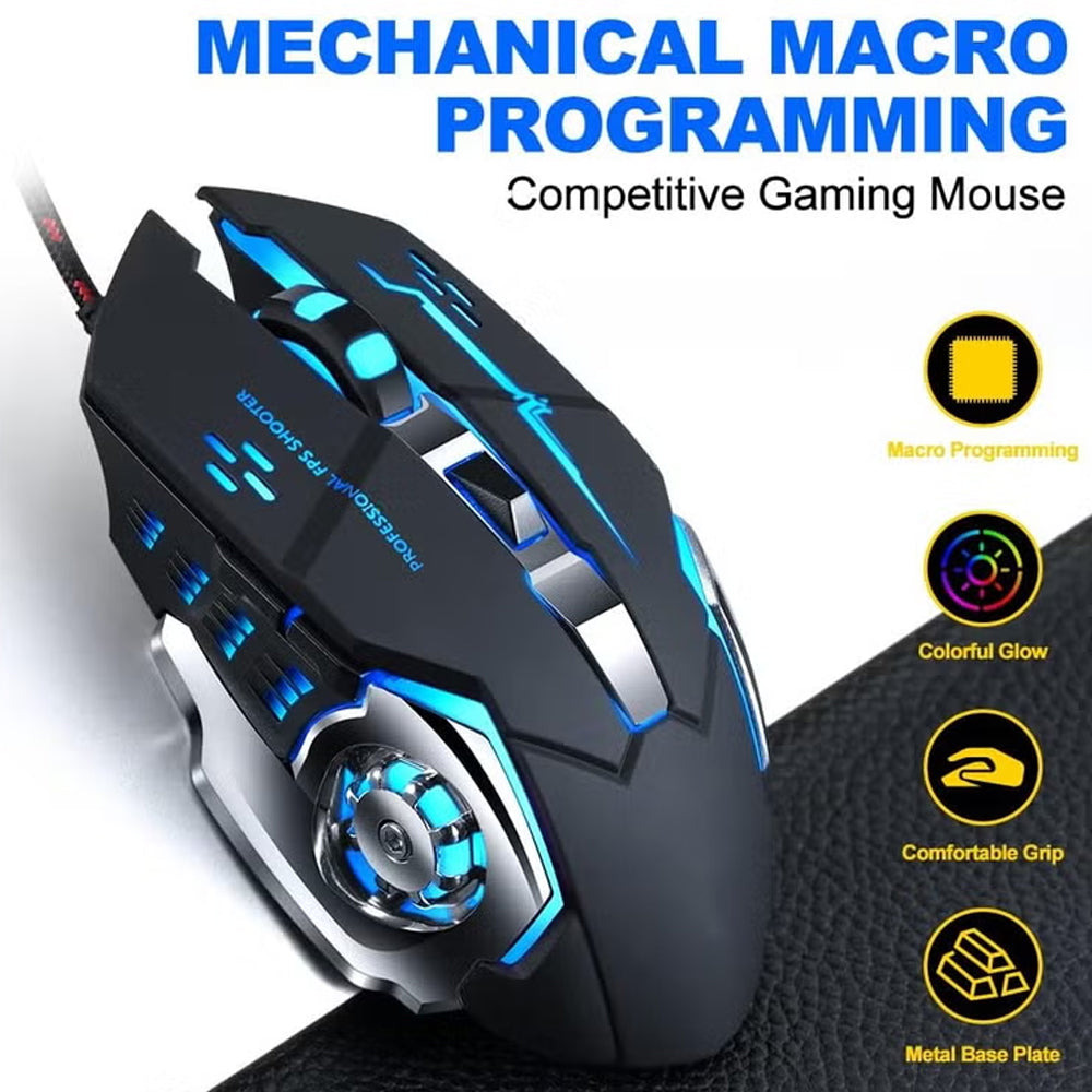 Aula S20 Wired Rainbow Gaming Mouse 2400Dpi - Black