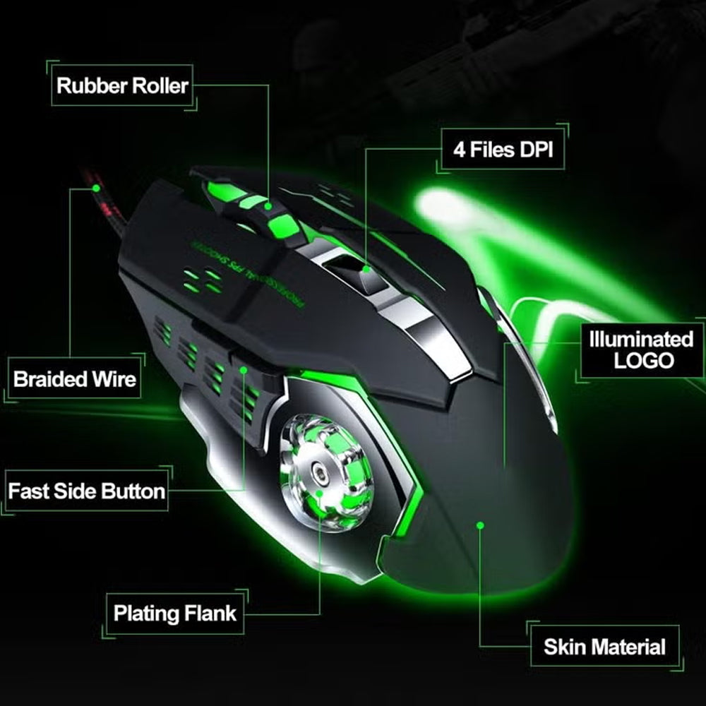 Aula S20 Wired Rainbow Gaming Mouse 2400Dpi - Black