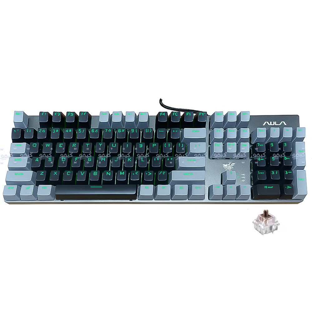 Aula Wind F2068 Pro Brown Switch Wired Rainbow Gaming Keyboard English - Black x Gray