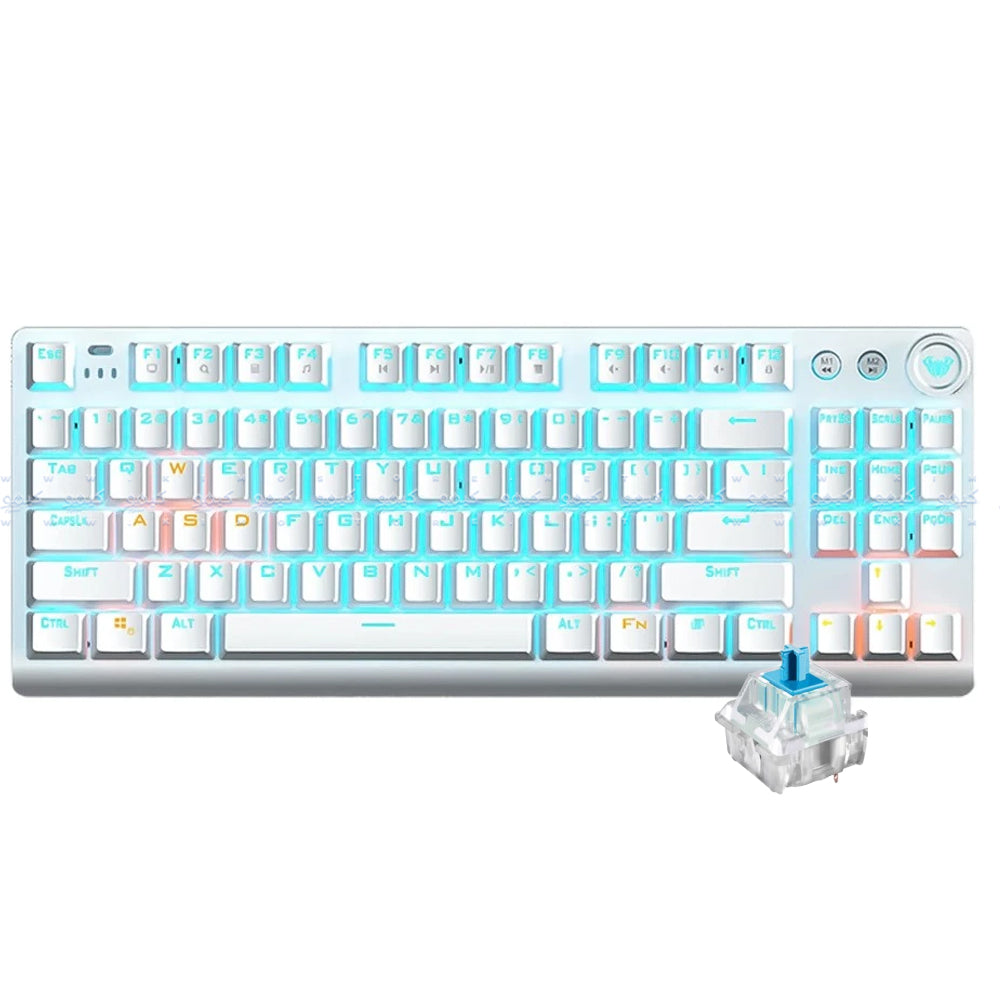 Aula Wind F3001 Blue Switch Bluetooth Wireless & Wired Gaming Keyboard English - White