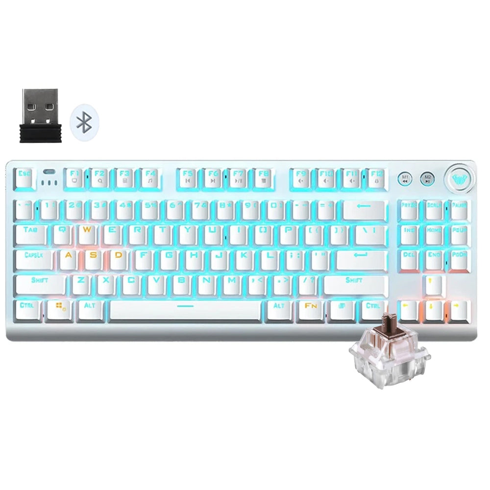 Aula Wind F3001 Brown Switch Bluetooth Wireless & Wired Gaming Keyboard English - White
