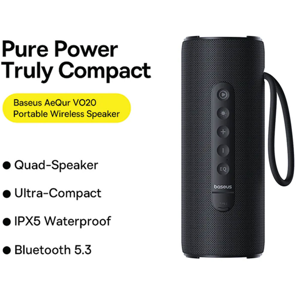 Baseus VO20 Portable Bluetooth Speaker - Black