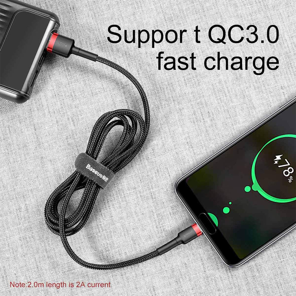 Baseus Cafule CATKLF-B91 USB To Type-C Cable 3A Fast Charging 1m - Black