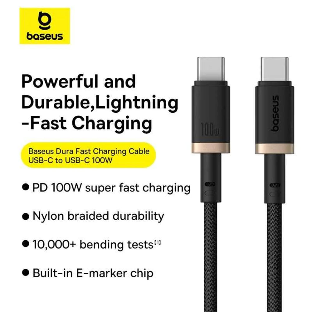 Baseus Dura CB000121 Type-C To Type-C Cable 100W Fast Charging 1m - Black