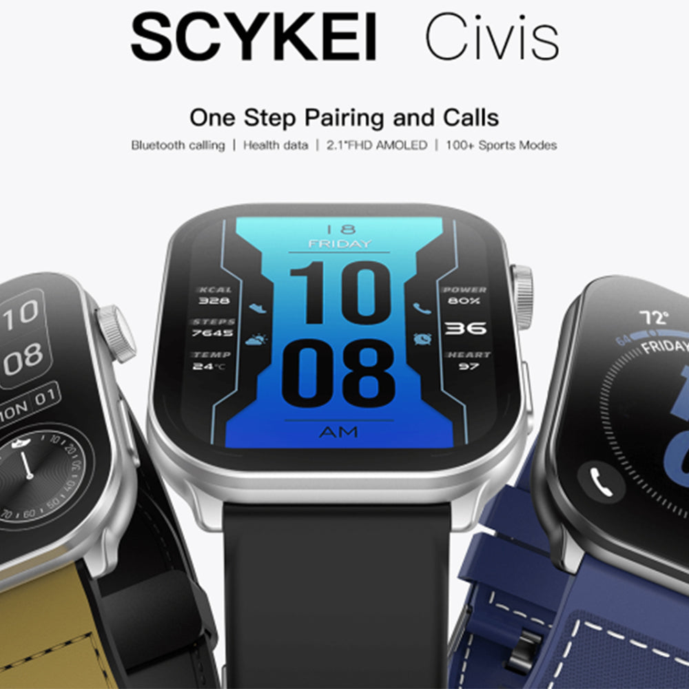 Scykei Civis Smart Watch Black Case With Black Silicone Strap