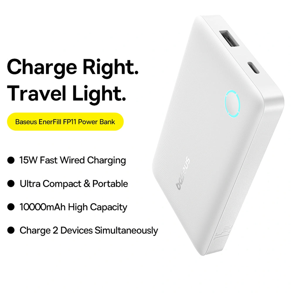 Baseus EnerFill FP11 PPAP-1015-2 Power Bank USB + Type-C 15W Fast Charging 10000mAh