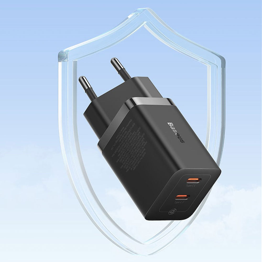 شاحن حائط باسيوس بمنفذين تايب سي بقوة 40 وات شحن سريع CCGAN40CE-M