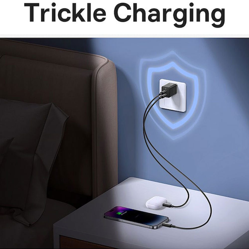 شاحن حائط باسيوس بمنفذين تايب سي بقوة شحن سريع CCGAN40CE-M