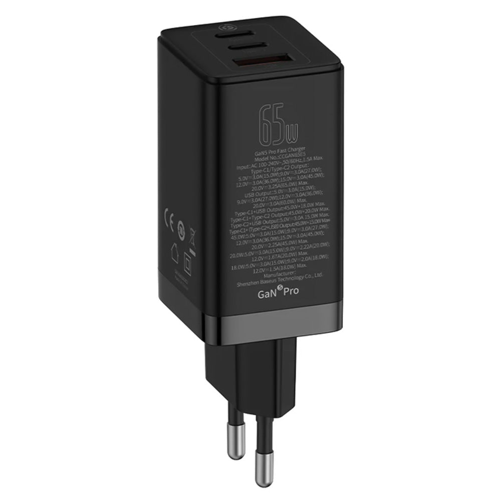 Baseus GaN5 Pro 3 Ports Fast Charger  65w