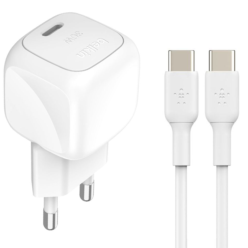 Belkin WCA008KQV2 Wall Charger Type-C + Type-C Cable 30W Fast Charging - White