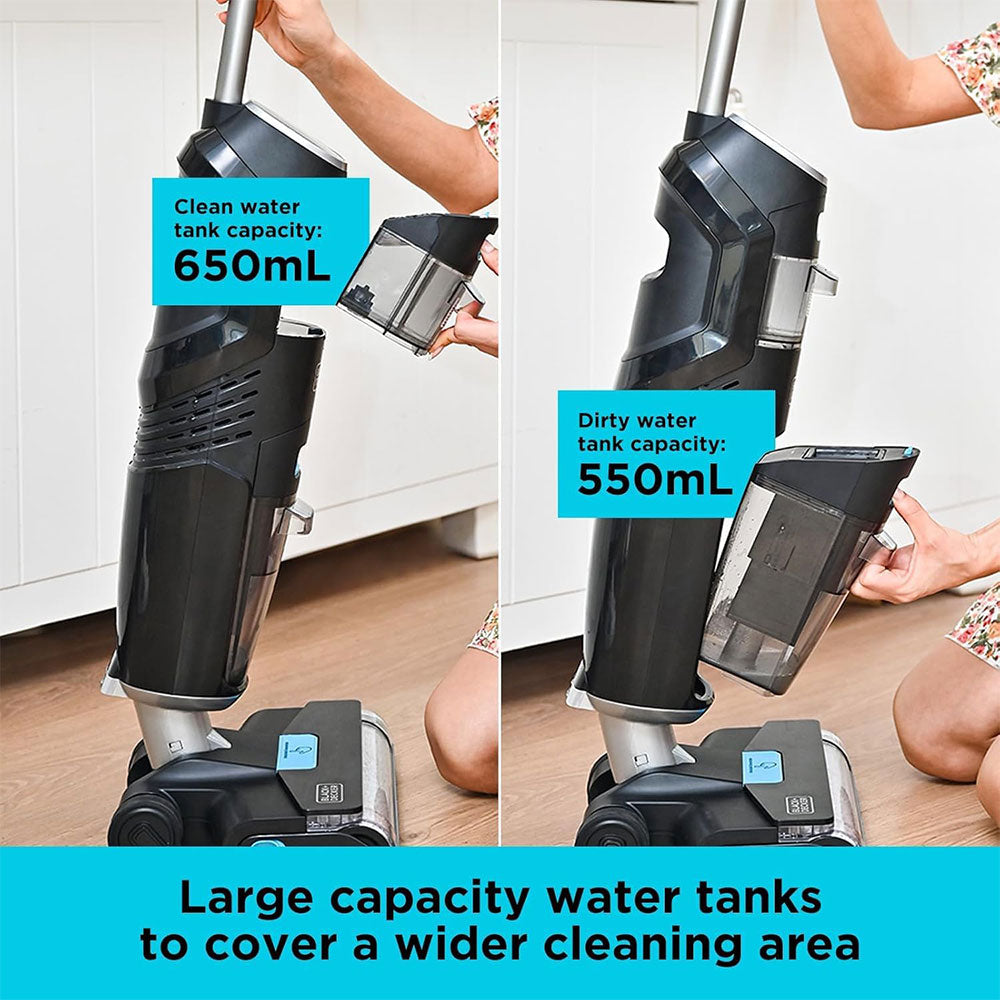 مكنسة كهربائية لاسلكية بلاك + ديكر + غسل ثنائي 0.65L لتر 180 وات 25 فولت VW252BR-B5