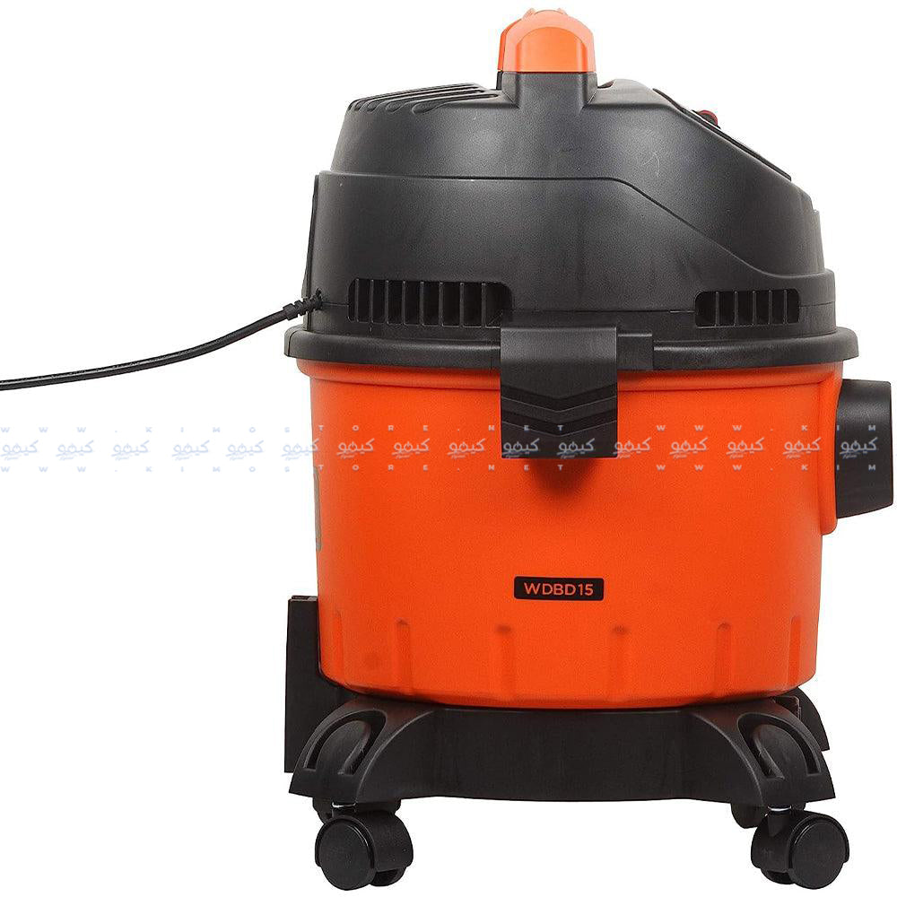 مكنسة كهربائية بلاك + ديكر رطب وجاف برميلية 15 لتر 1400 وات WDBD15