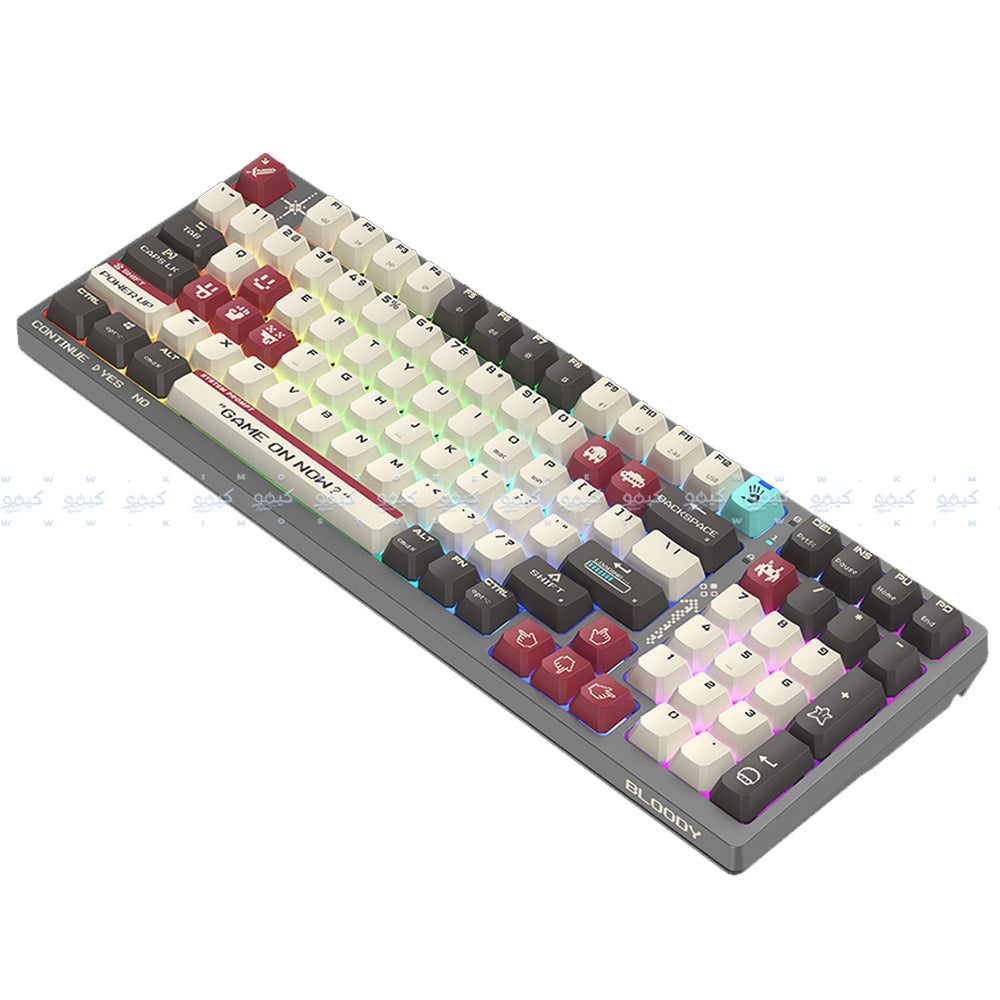Bloody WS98 Red Plus Switch Bluetooth Wireless & Wired RGB Gaming Keyboard English & Arabic - Naraka