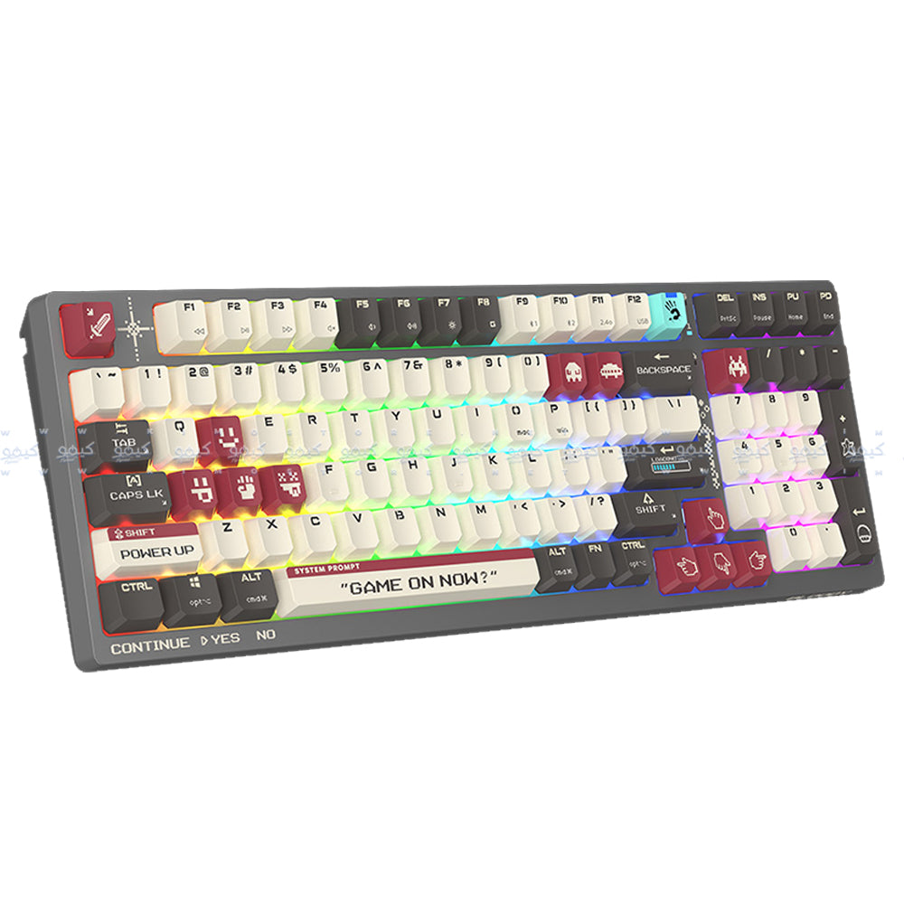 Bloody WS98 Red Plus Switch Bluetooth Wireless & Wired RGB Gaming Keyboard English & Arabic - Naraka