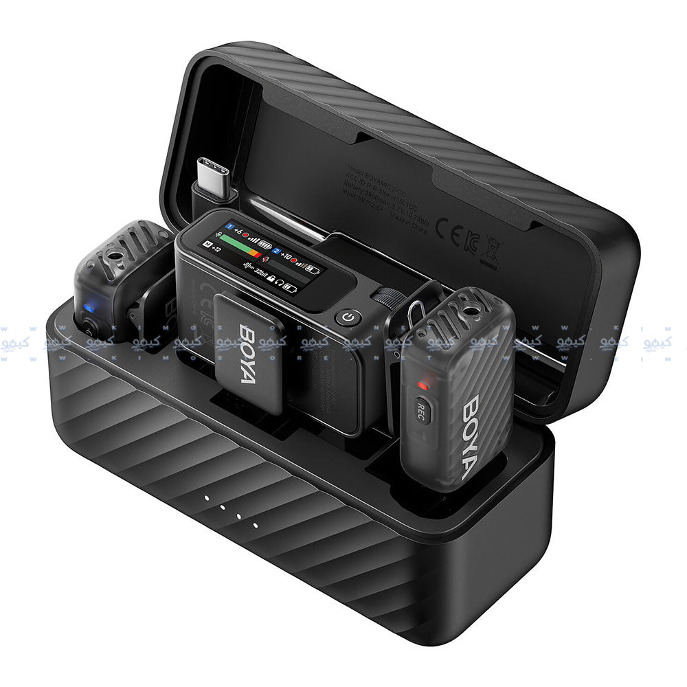 نظام ميكروفون بويا لاسلكي 2 في 1 ثنائي القناة BOYAMIC 2-02 - أسود