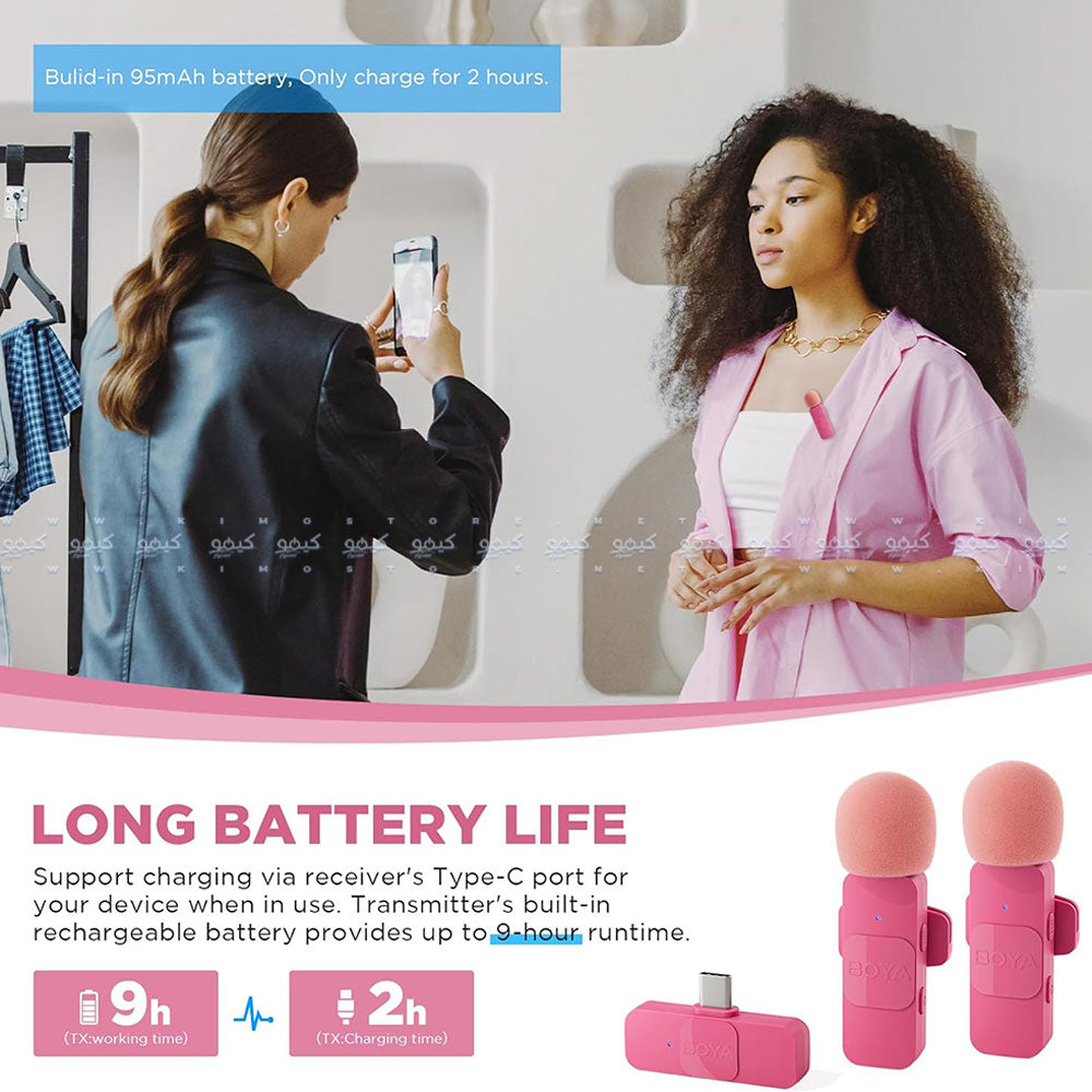 Boya BY-V20 Type-C 2.4GHz Dual Channel Wireless Microphone System