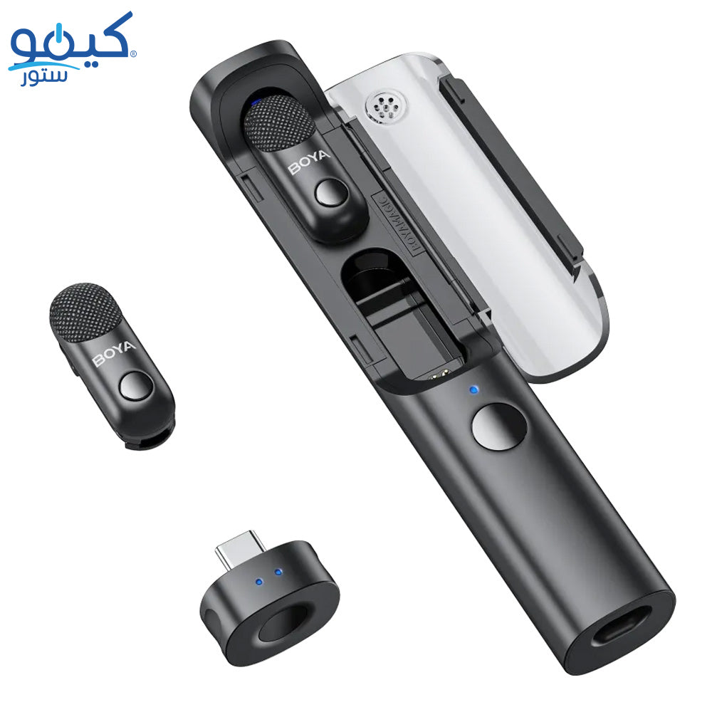 نظام ميكروفون لاسلكي بويا ثنائي القناة بمنفذ تايب سي 2.4 جيجاهرتز Magic-05 - أسود