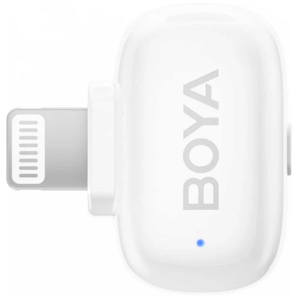 نظام ميكروفون بويا لاسلكي ثنائي القناة بمنفذ لايتنينج و منفذ تايب سي 2.4 جيجاهرتز Mini-13 - أبيض