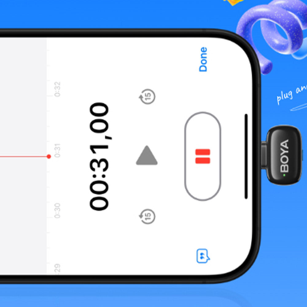 Boya Mini-15 Lightning 2.4GHz Dual Channel Wireless Microphone System - Black