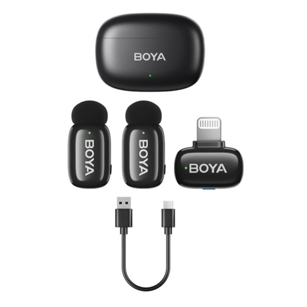 Boya Mini-15 Lightning 2.4GHz Dual Channel Wireless Microphone System - Black