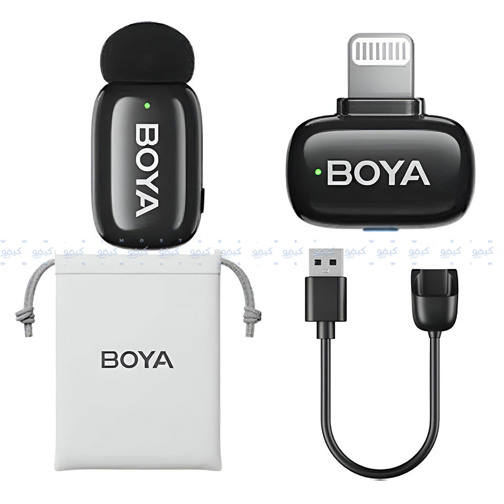 نظام ميكروفون بويا لاسلكي بمنفذ لايتنينج 2.4 جيجاهرتز Mini-16 - أسود