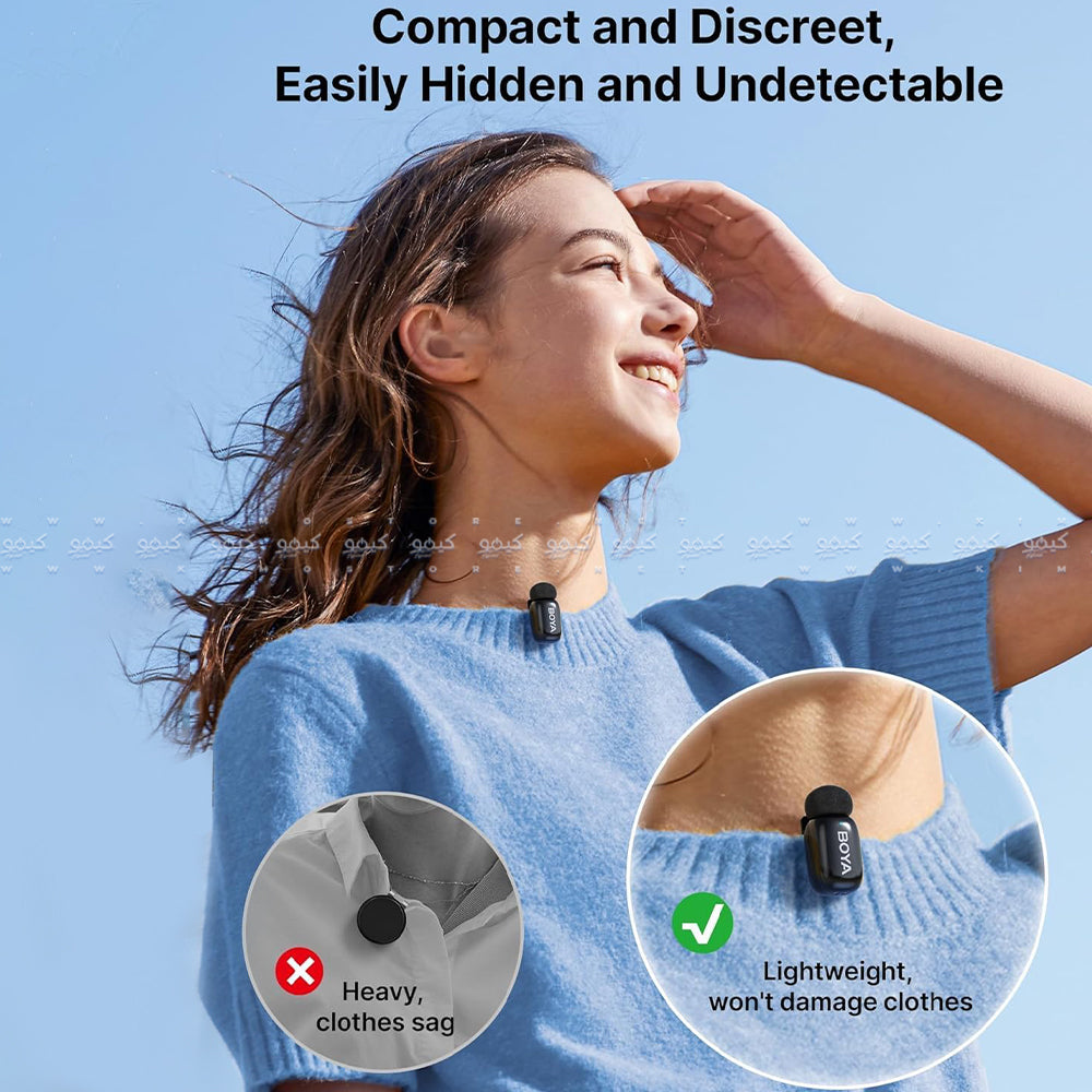 Boya Mini-18 3.5mm 2.4GHz Dual Channel Wireless Microphone System - Black