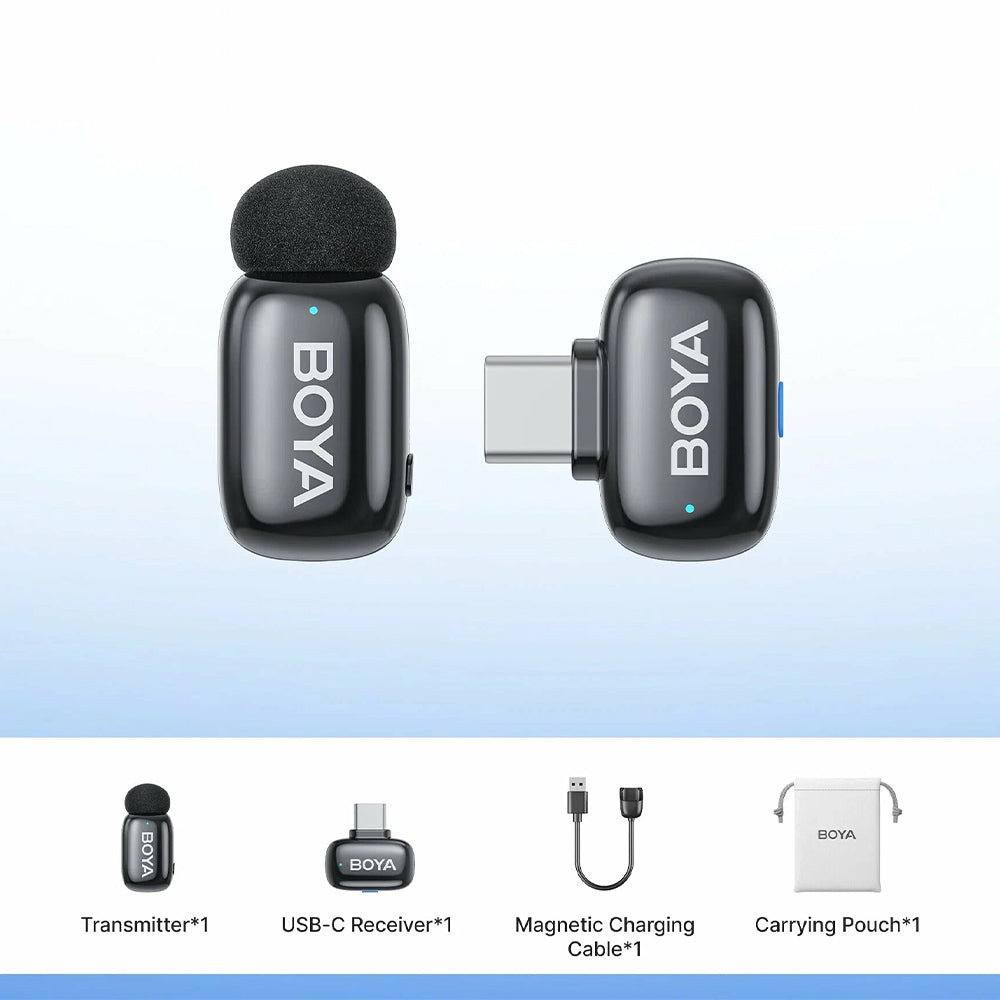 نظام ميكروفون بويا لاسلكي بمنفذ تايب سي 2.4 جيجاهرتز Mini 2-06 - أسود