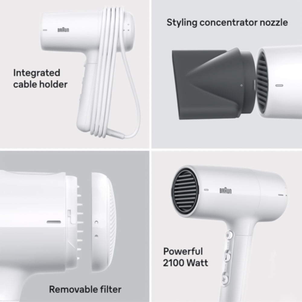 Braun Hair Dryer HD2.1 BRHD210E 2100W - White