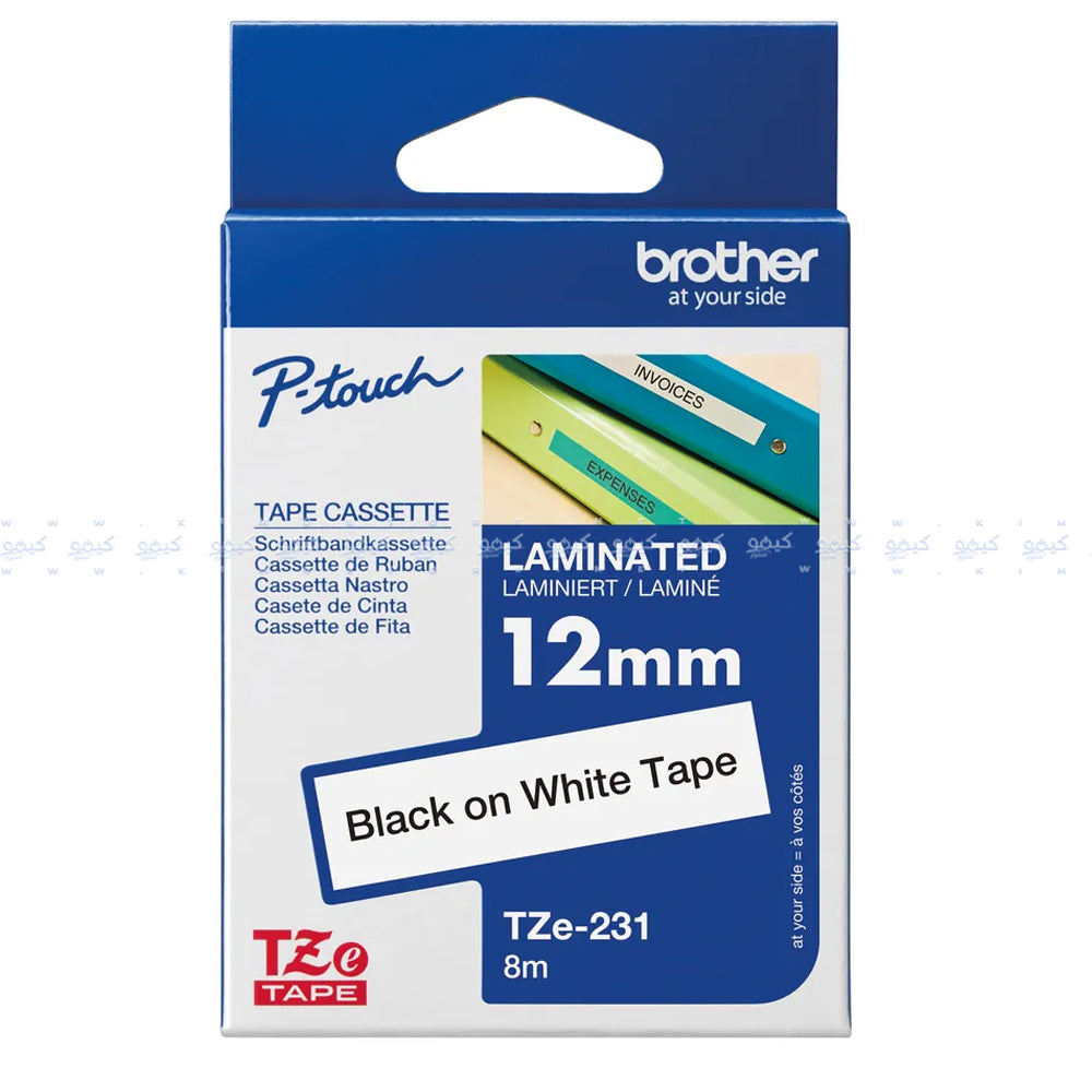 Brother TZe-231 Black on White Label Tape 12mm 8m
