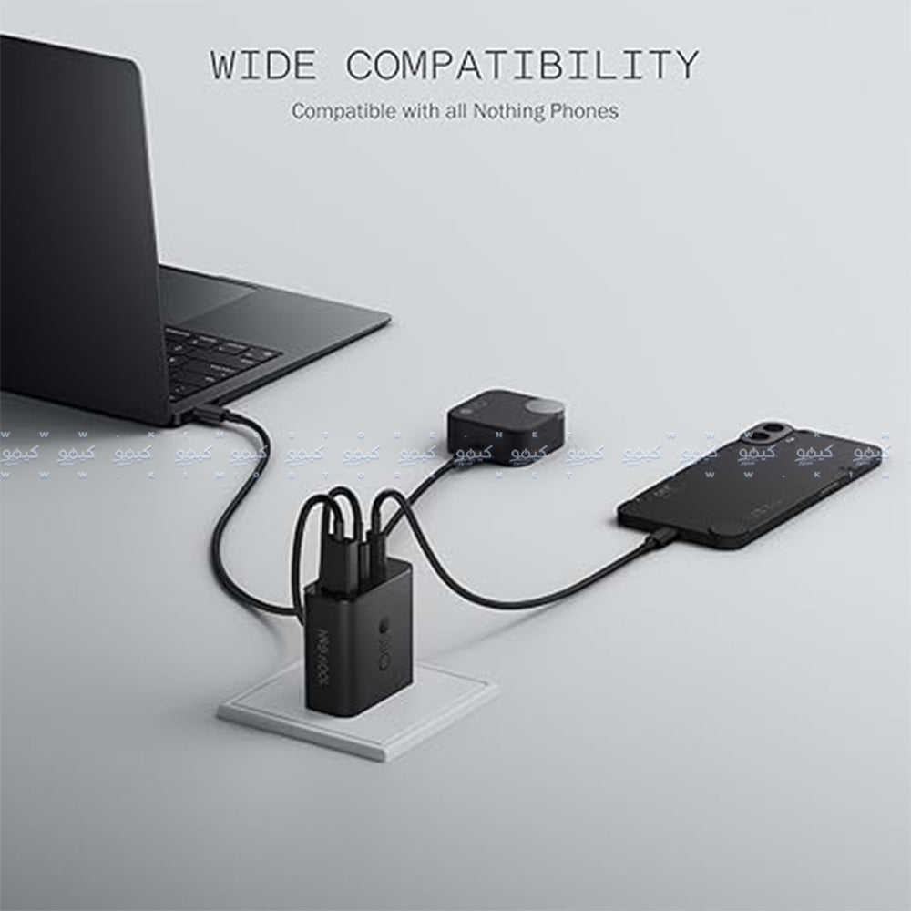 CMF C295 GaN Wall Charger 2x Type-C + USB 100W Fast Charging (UK Plug) - Dark Gray