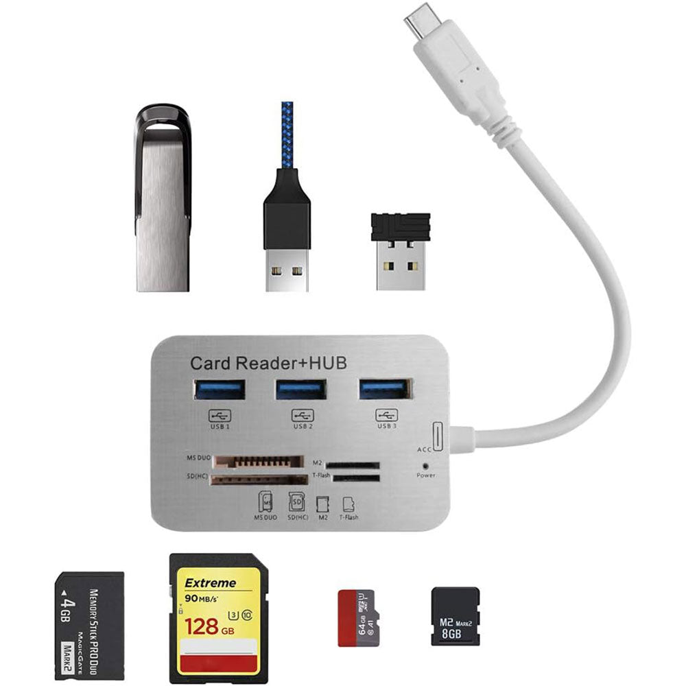 Combo 7in1 Type-C 3.0 HUB Converter - Silver