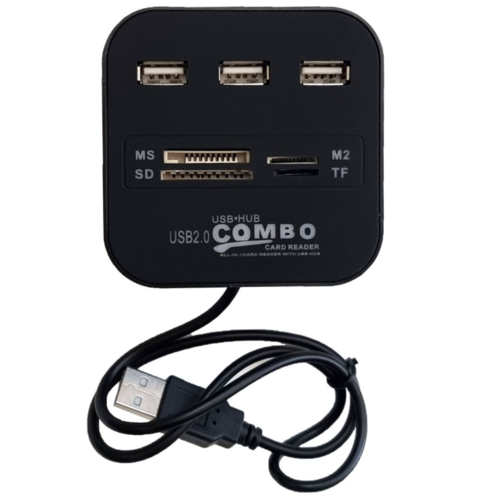 Combo 7in1 USB 2.0 HUB Converter - Black