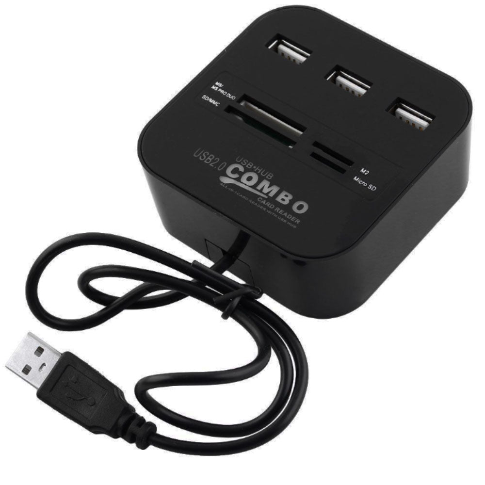 Combo 7in1 USB 2.0 HUB Converter - Black