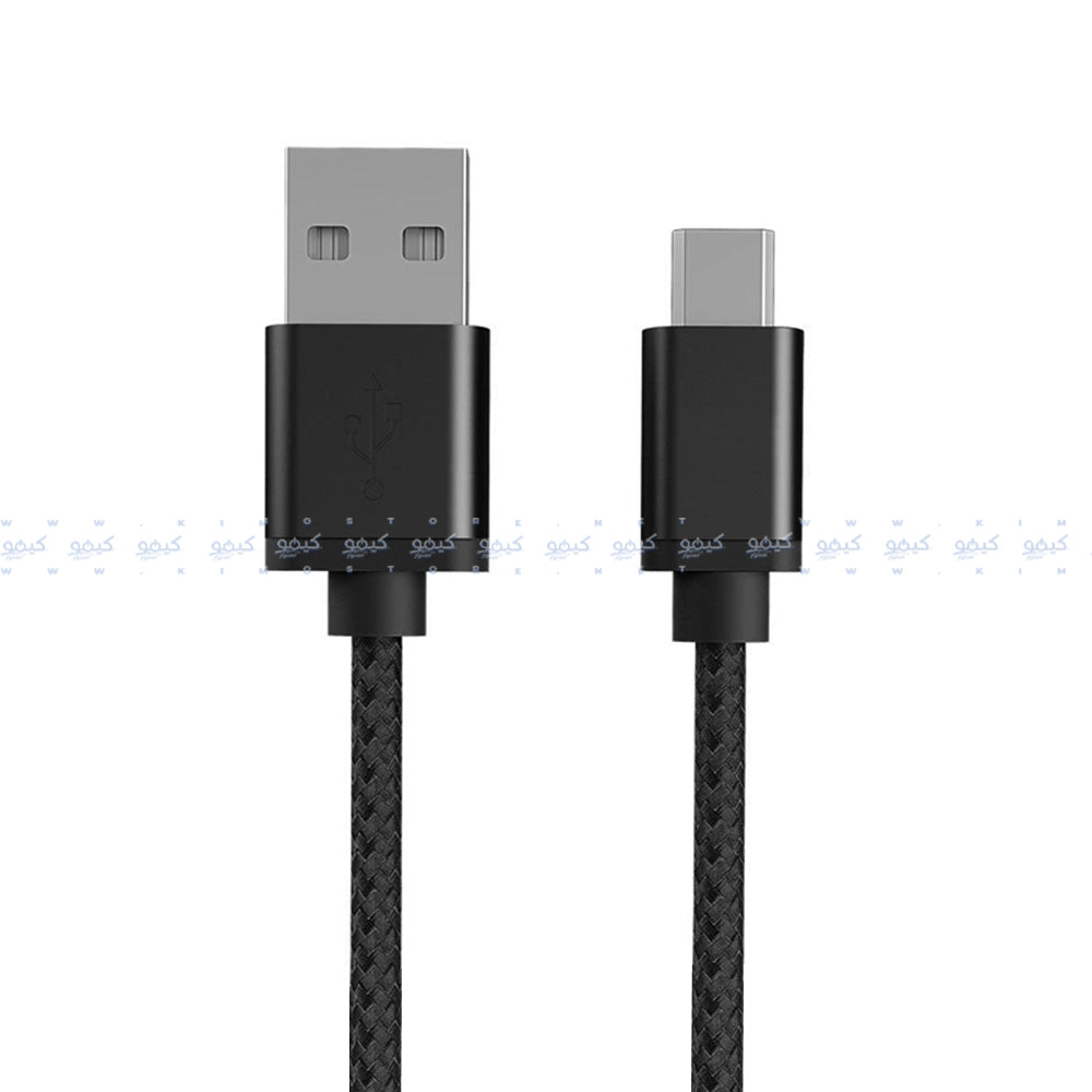 كابل شاحن موبايل كوجر يو اس بي إلى تايب سي بقوة 5 امبير شحن سريع 1 متر LK2 - أسود