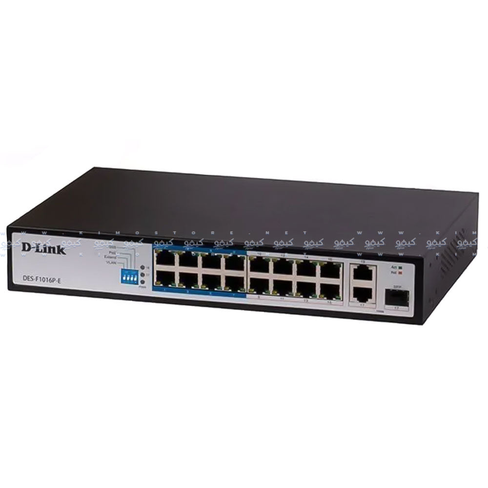 D-Link DES-F1016P-E Unmanaged Rackmount Switch 16 Ports PoE 10/100Mbps + 1 Port SFP 10/100/1000Mbps