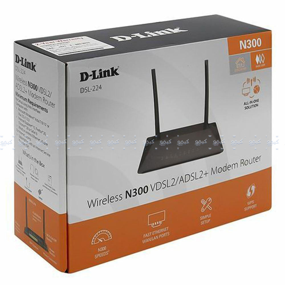 D-Link DSL-224 VDSL2/ADSL2+ Modem Router 4 Ports 2 Antenna 300Mbps