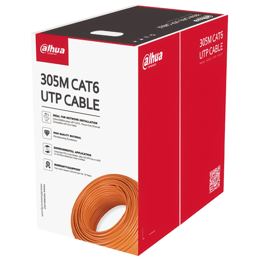 كابل نت وورك داهوا 305 متر DH-PFM920I-6UN-C Cat6 UTP - برتقالي