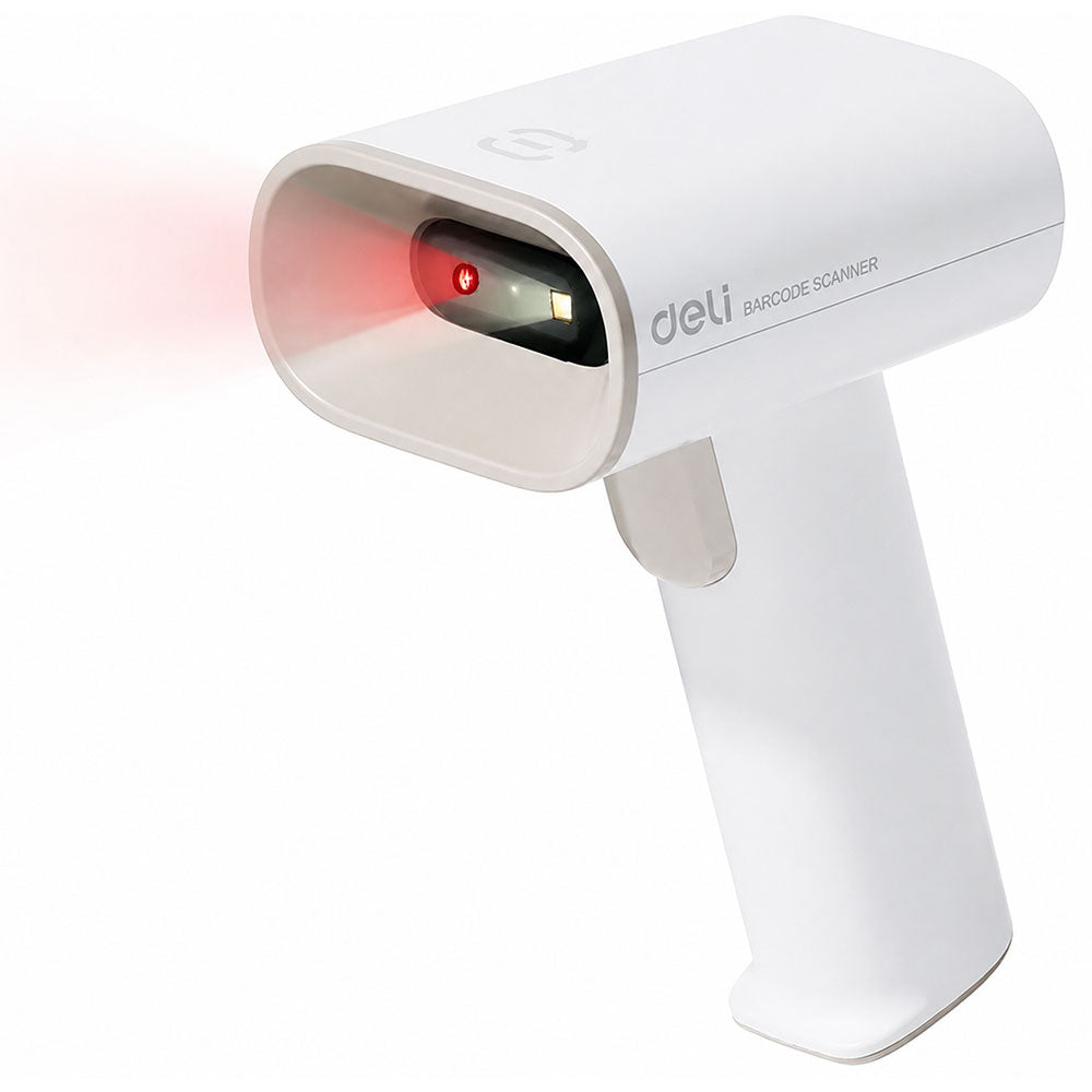 Deli S228WB Wireless Barcode Reader With Stand - White