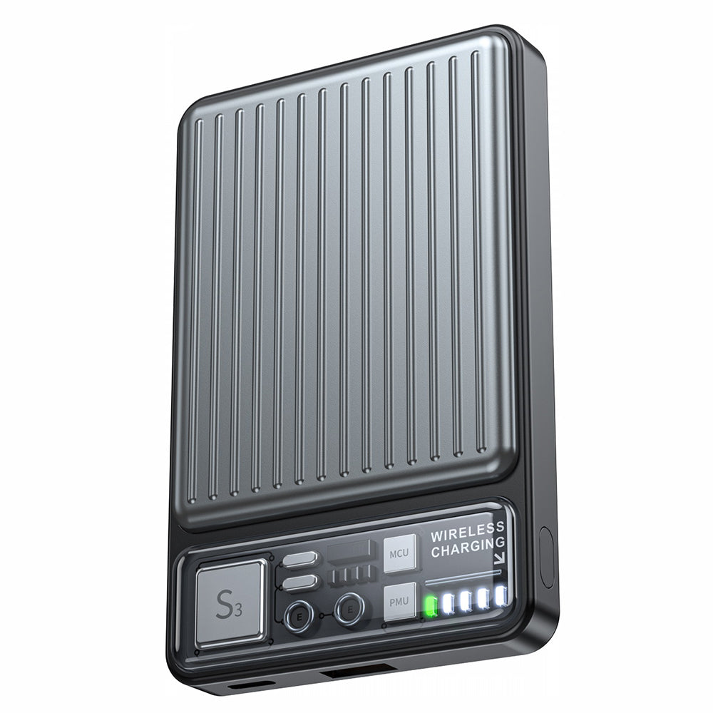 باور بانك ديفيا لاسلكي مغناطيسي بمنفذ يو اس بي + منفذ تايب سي 22.5 وات 10000 مللي أمبير شحن سريع Extreme Speed Series S28