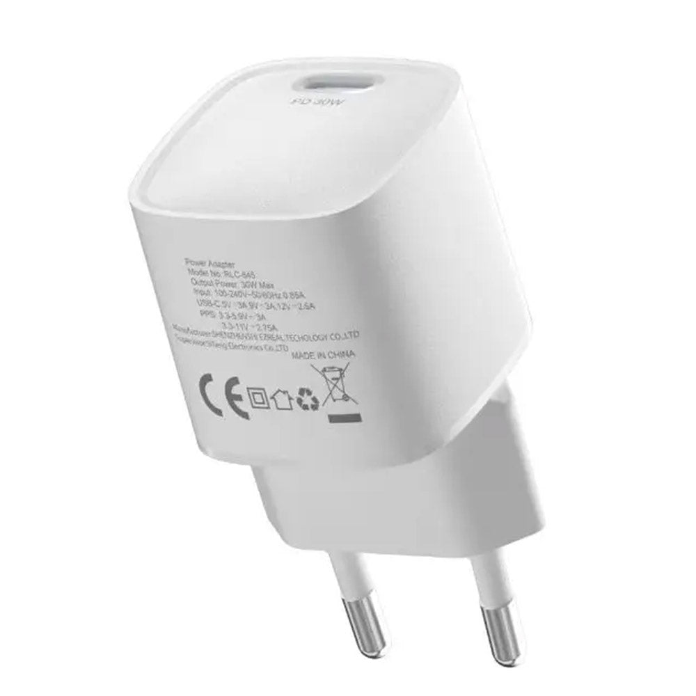 شاحن حائط ديفيا بمنفذ تايب سي PD بقوة 30 وات شحن سريع RLC-545 GaN