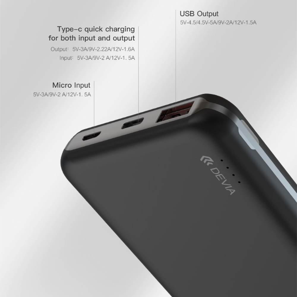 Devia Smart Series EP109 Power Bank USB + Type-C + Micro 22.5W Fast Charging 10000mAh