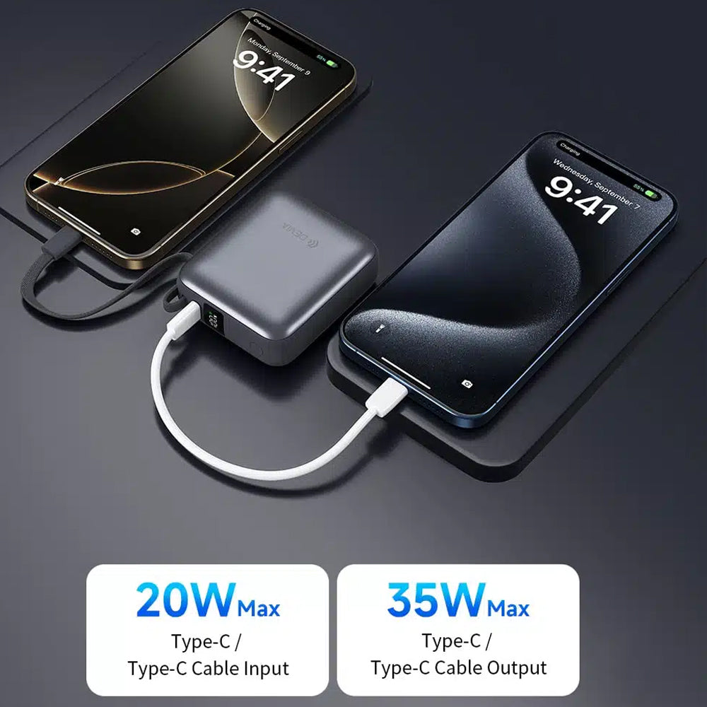 Devia Ultra 1 EP206 Power Bank Type-C 35W 10000mAh Built-in Type-C Cable - Modern Gray