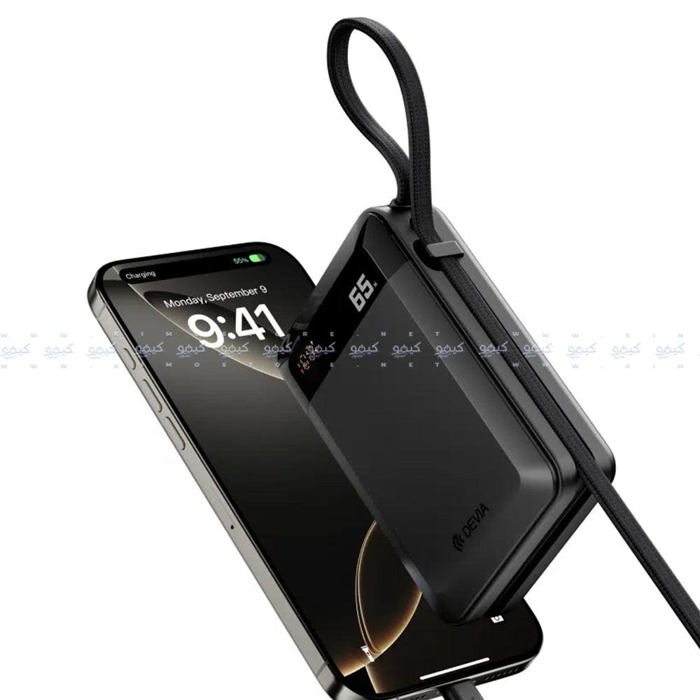 Devia Ultra 4 EP210 Power Bank Type-C 65W 20000mAh Built-in Type-C Cable - Black