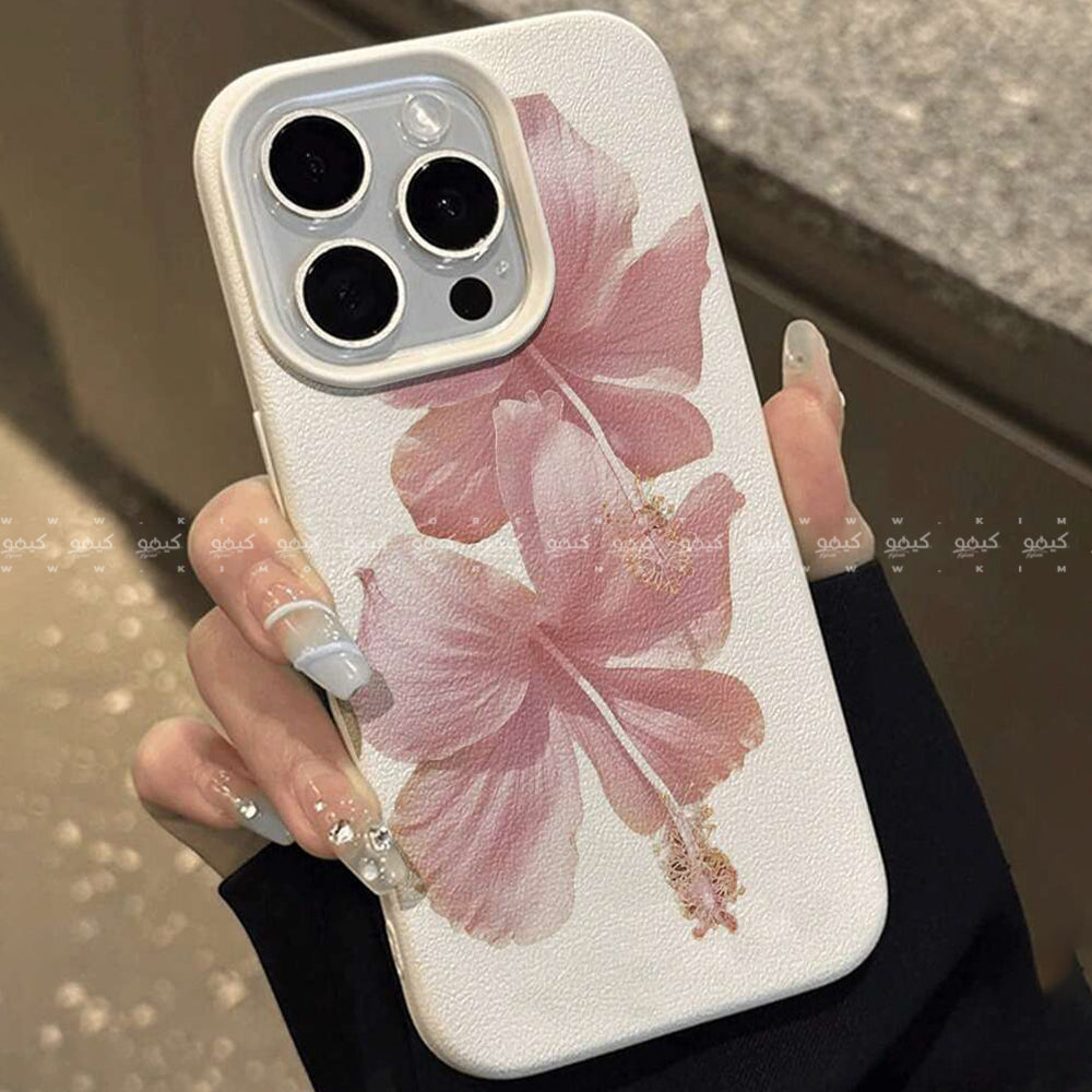 Dreamy Pink Hibiscus Flower Pattern Phone Cover