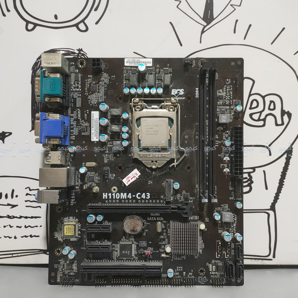 مازر بورد إى سي إس H110M4-C43 سوكيت معالج LGA 1151 + انتل كور i5-6500 (استعمال خارج)