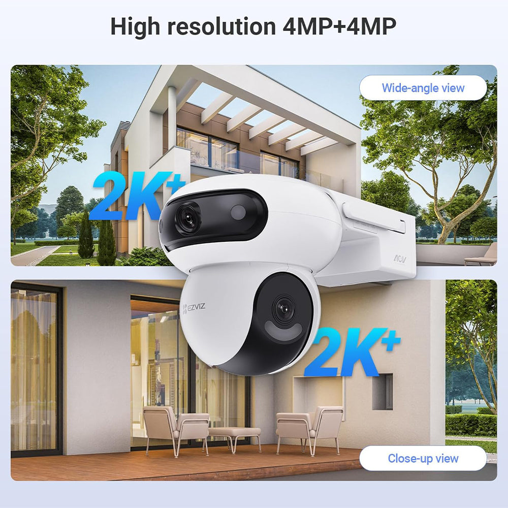 EZVIZ CS-HB90 Dual Lens Wi-Fi Pan & Tilt Outdoor Security Camera 2K+ 4MP+4MP 2.8-6mm (Mic) (Full Color) With Solar Panel 8W