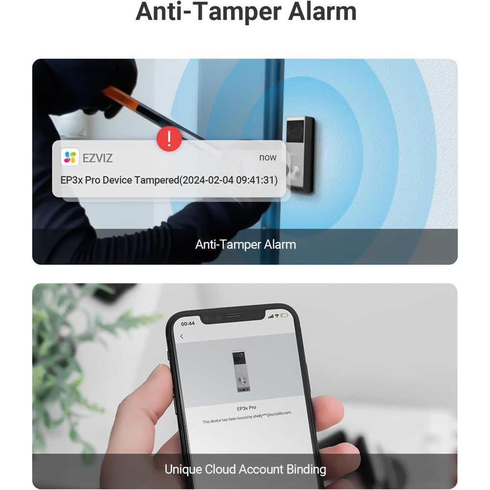 EZVIZ EP3X Pro CS-EP3X-R100-6E32WPDL Dual Lens Battery-Powered Video Doorbell 3MP+2MP 2.3mm