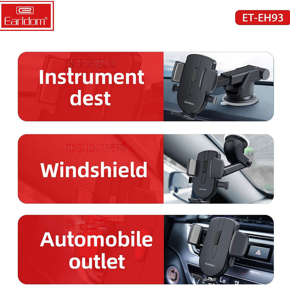 Earldom EH93 Suction Cup Car Phone Holder 360° Full Rotation - Black