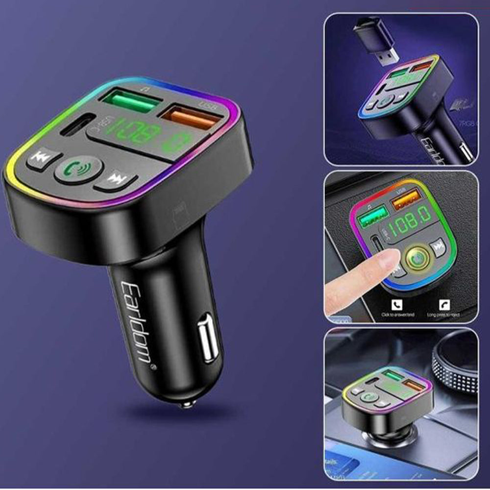 مشغل اف ام بلوتوث إيرلدوم بمنفذين يو اس بي تايب سي شحن سريع M103 RGB - اسود