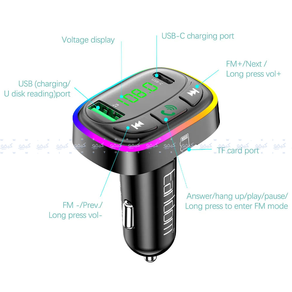 Earldom M104 RGB Bluetooth FM Transmitter